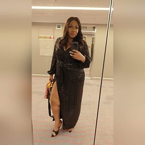 Fashion Nova Black Sequin Long Sleeve Dress